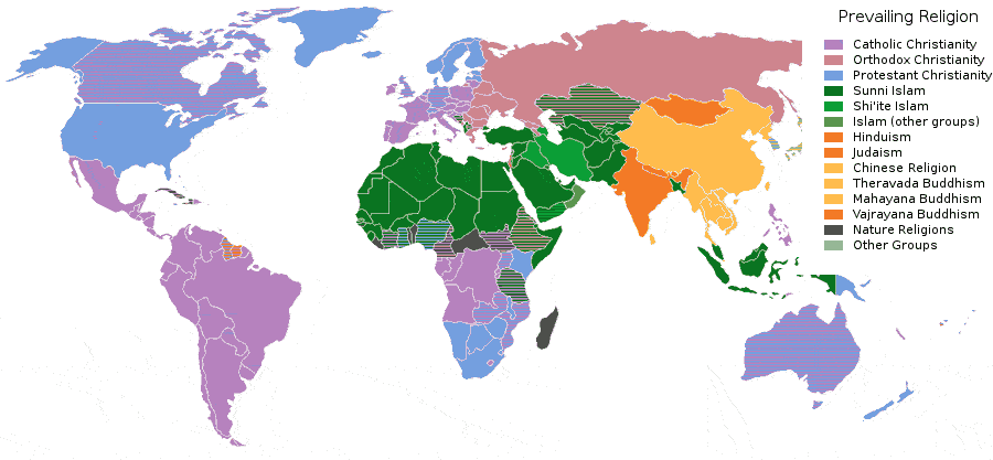 World Population Prevailing Religion 