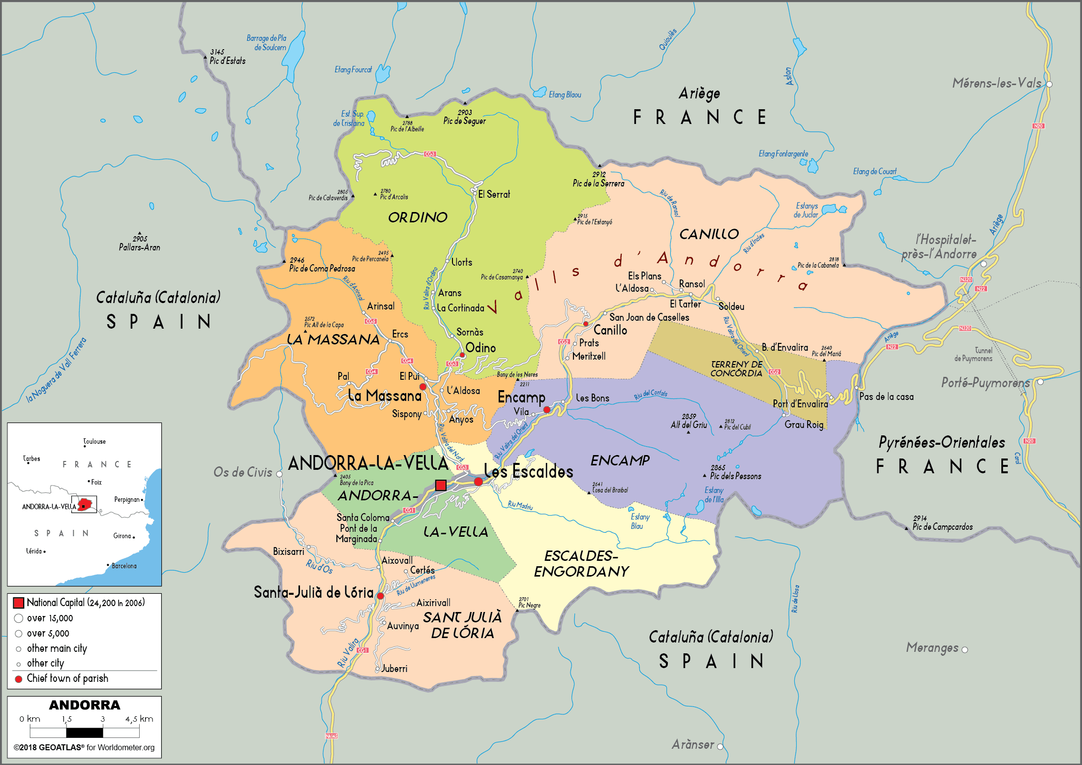 Andorra Map (Political) - Worldometer