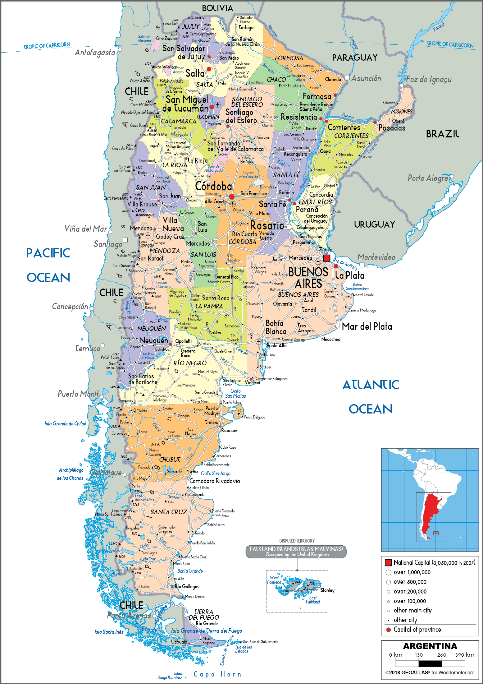 Argentina Map Political Worldometer