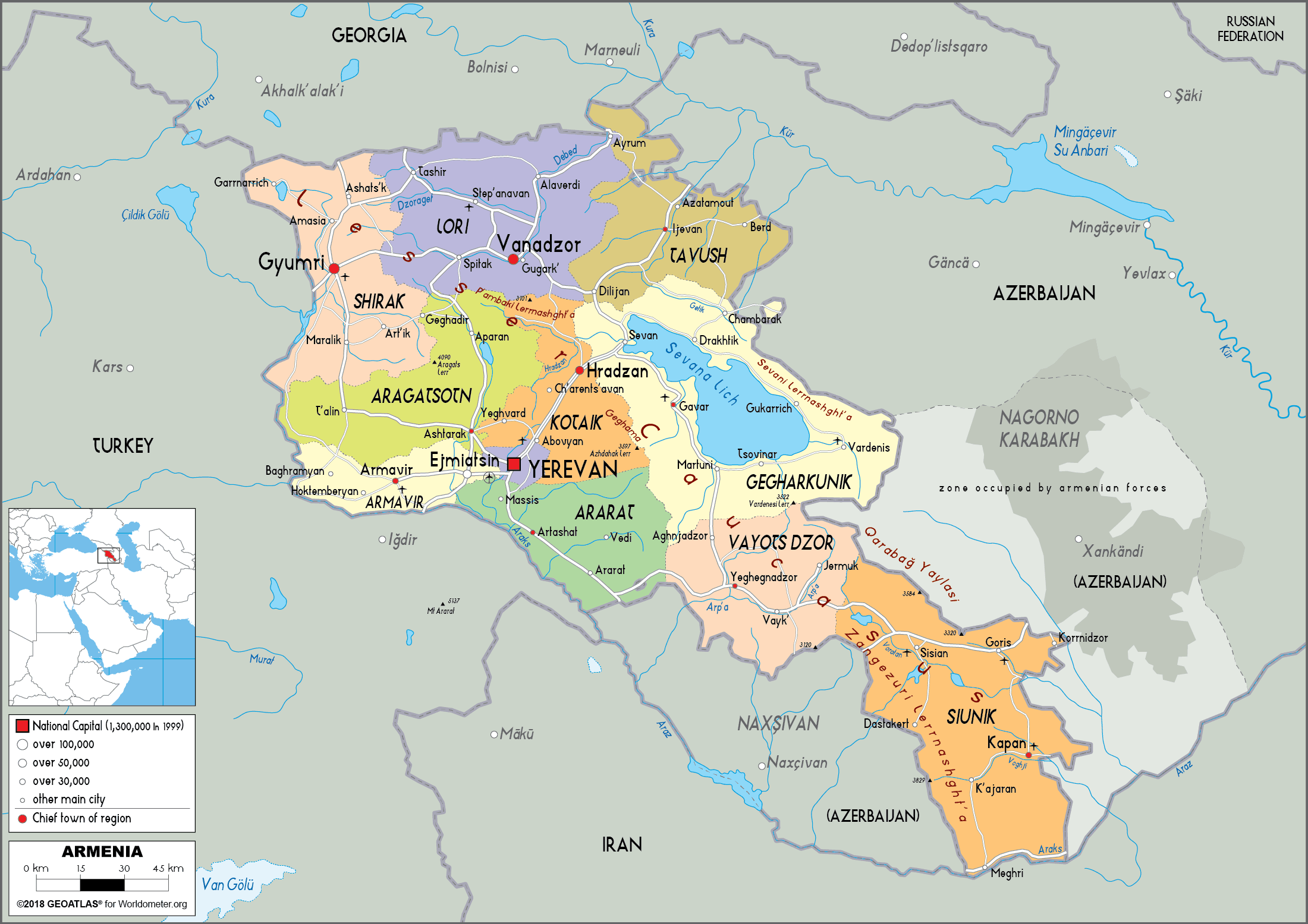 Armenia Map (Political) - Worldometer