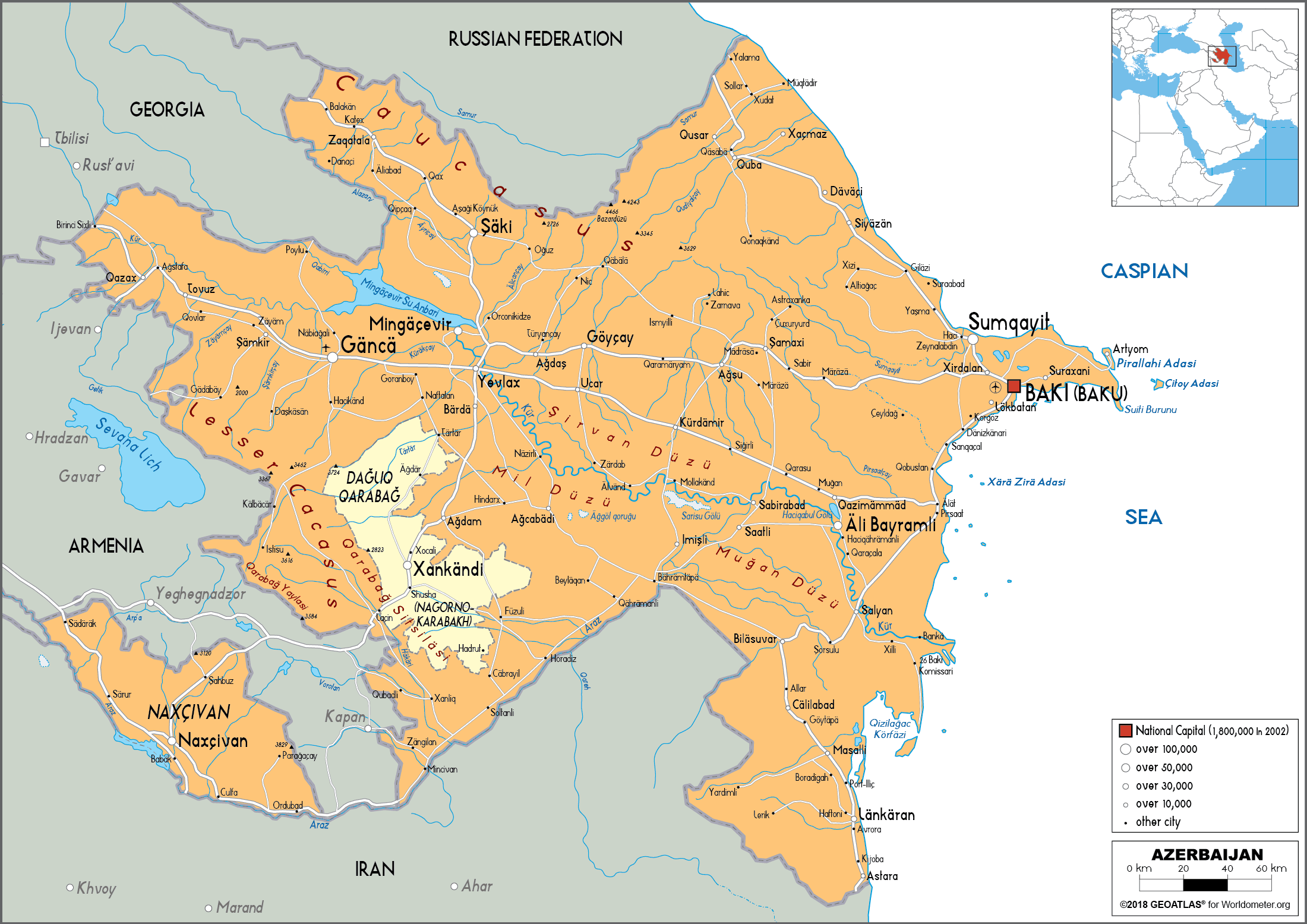 Azerbaijan Map Political Worldometer