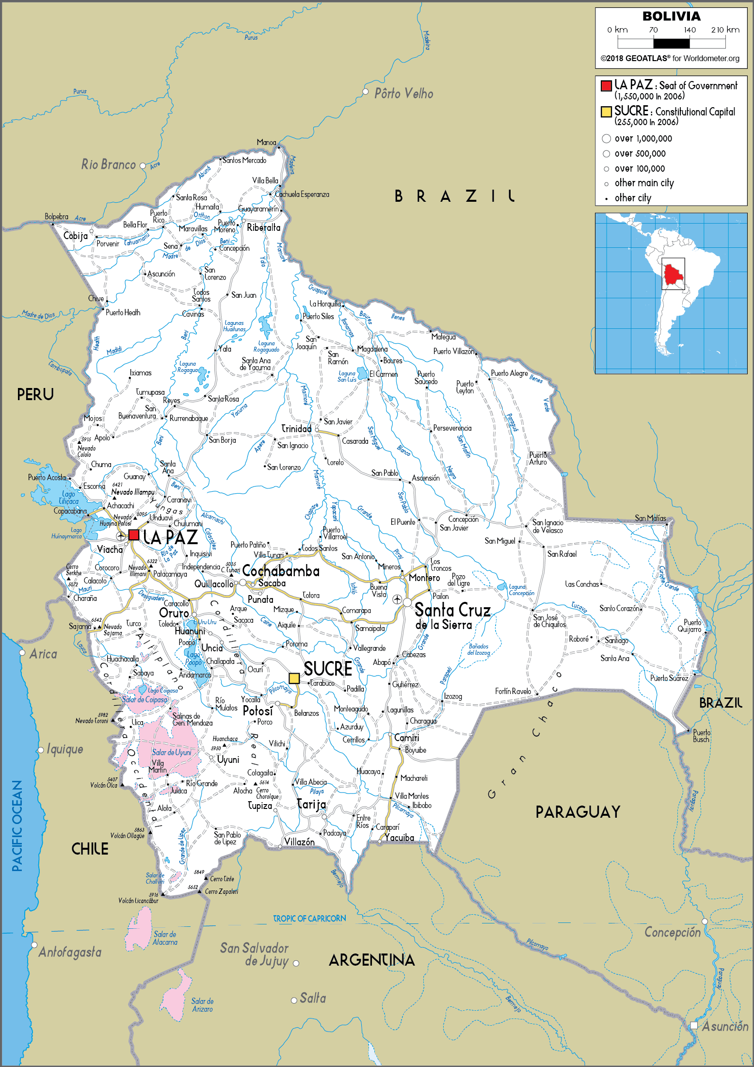 Bolivia Physical Maps