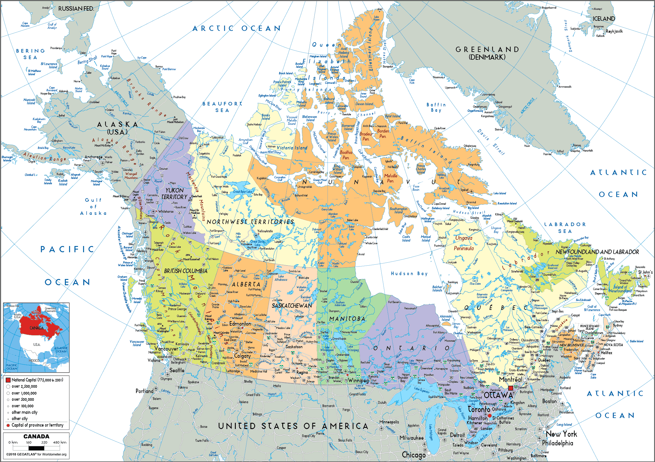 canada-map-political-worldometer