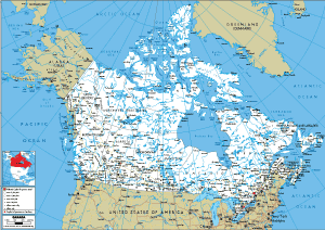 Canada Map (Physical) - Worldometer