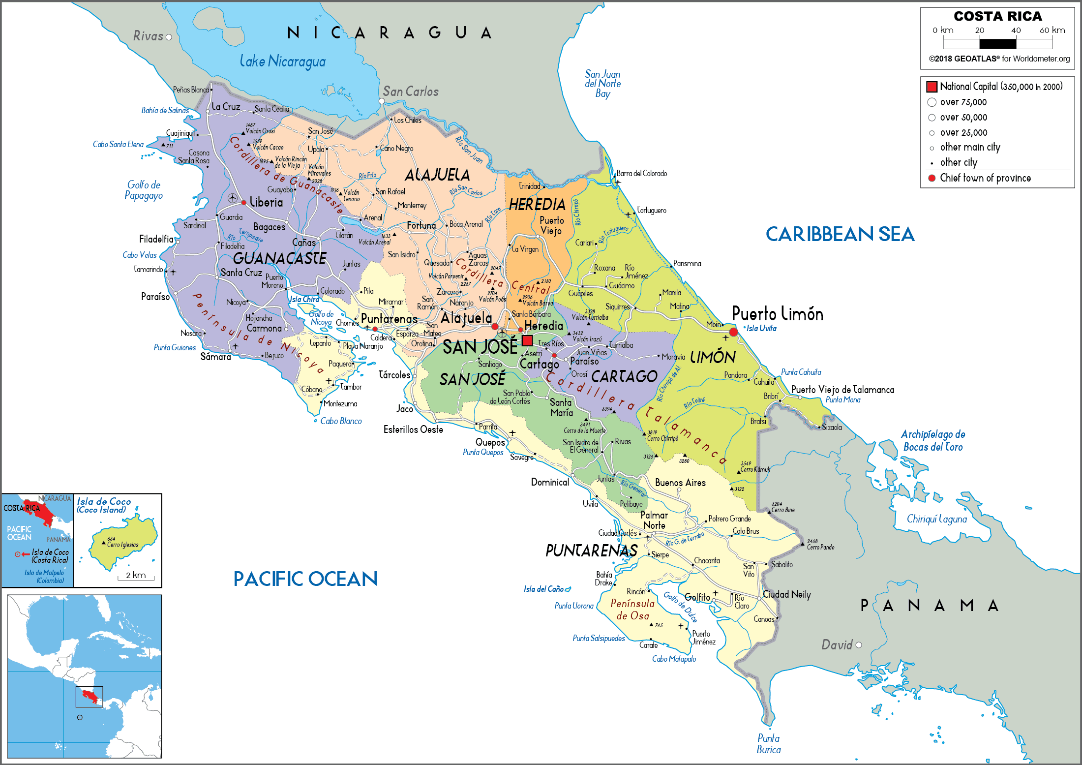 Costa Rica Map (Political) Worldometer Costa Rica Map and Satellite Image.....