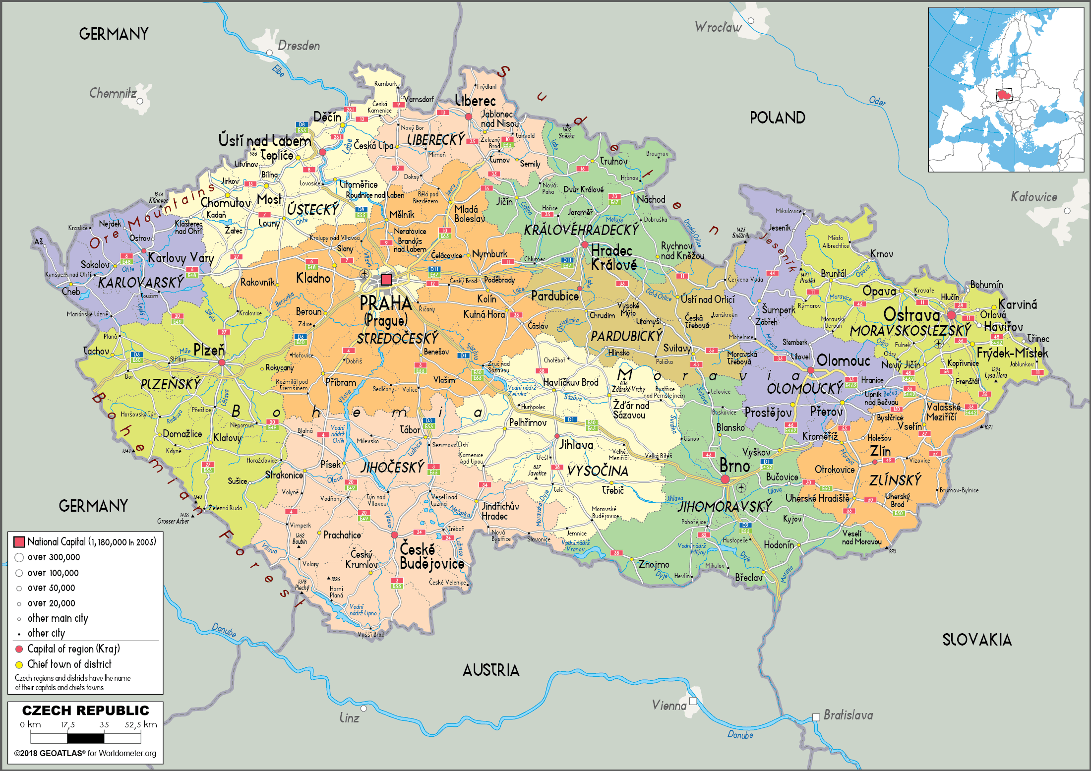Czech Republic Map World - Physical Map Of Czech Republic - Ezilon Maps 3CF