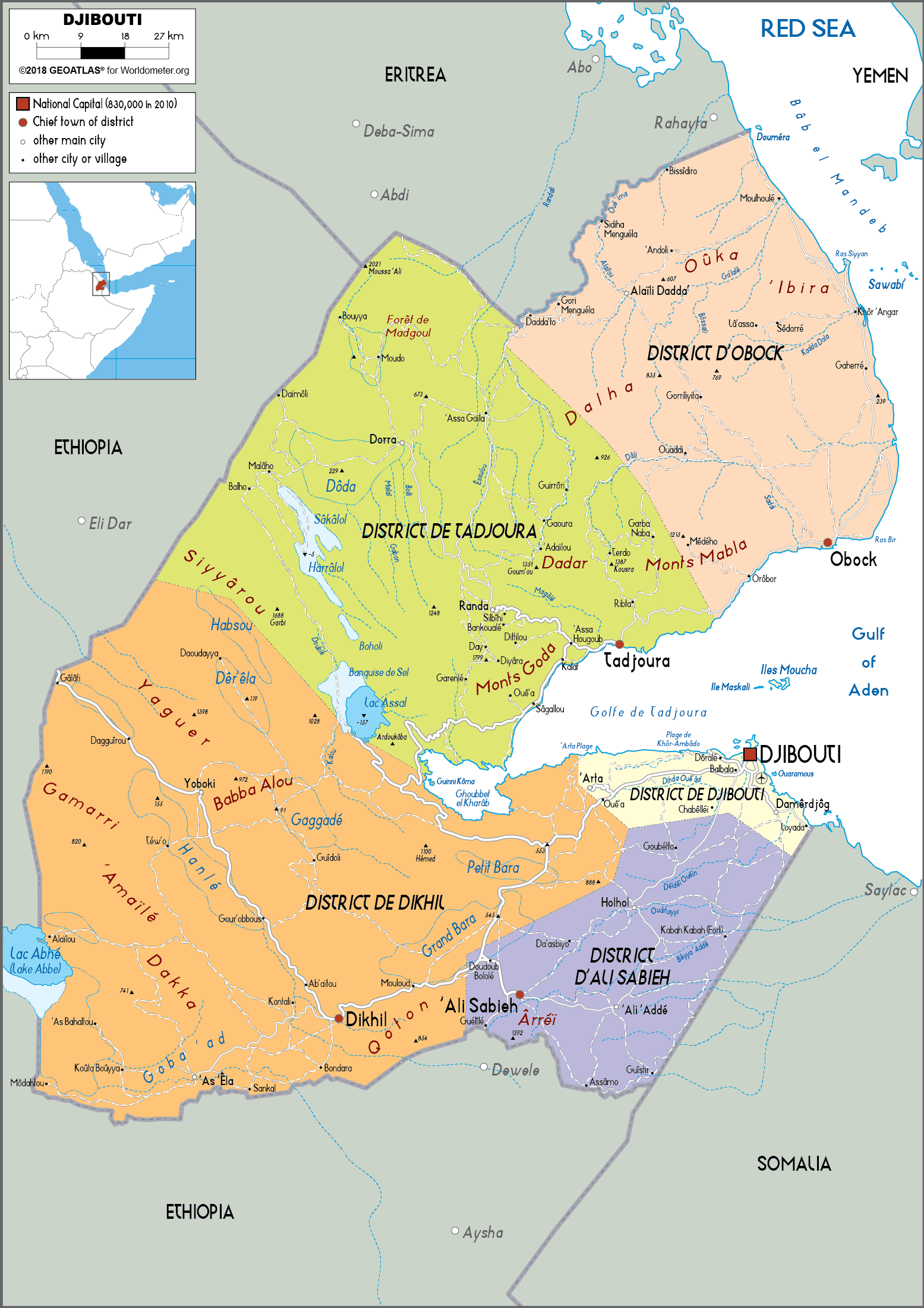 Djibouti Map Political Worldometer