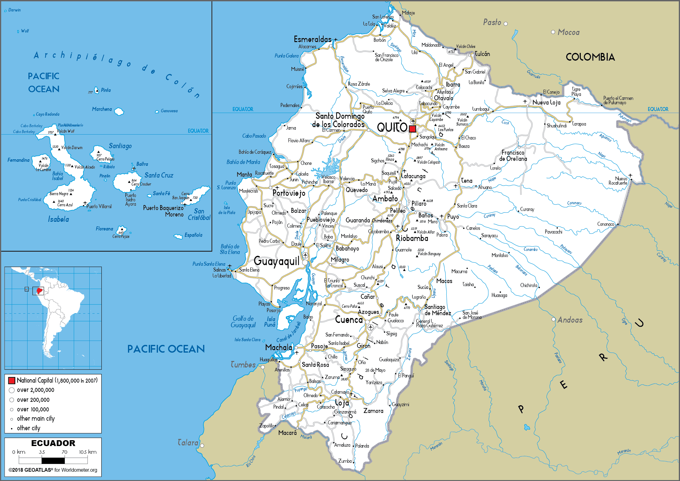 Ecuador Map - Mia ecuador map / Ecuador on a large wall map of south ...