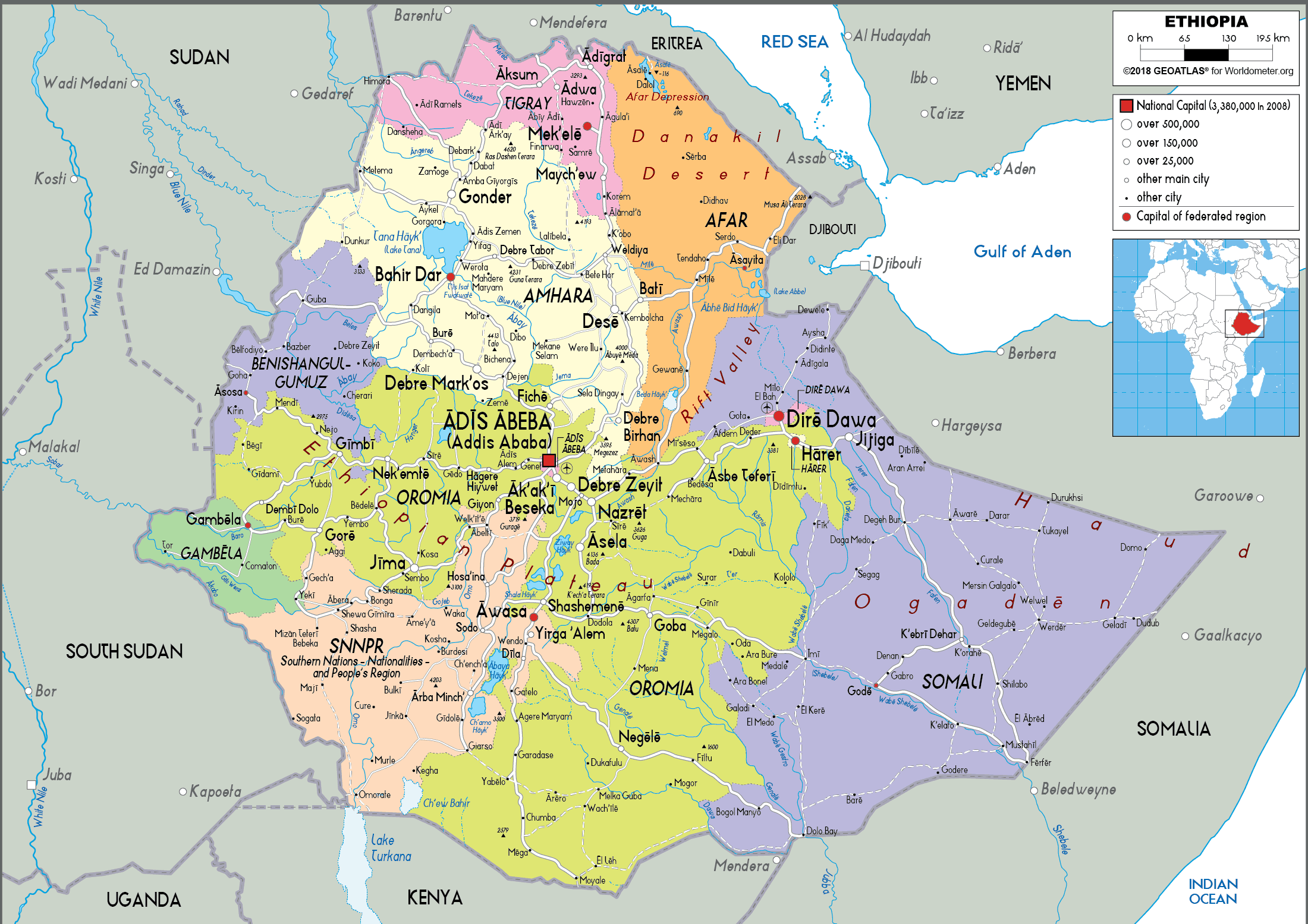 Political Map Of Ethiopia Nations Online Project