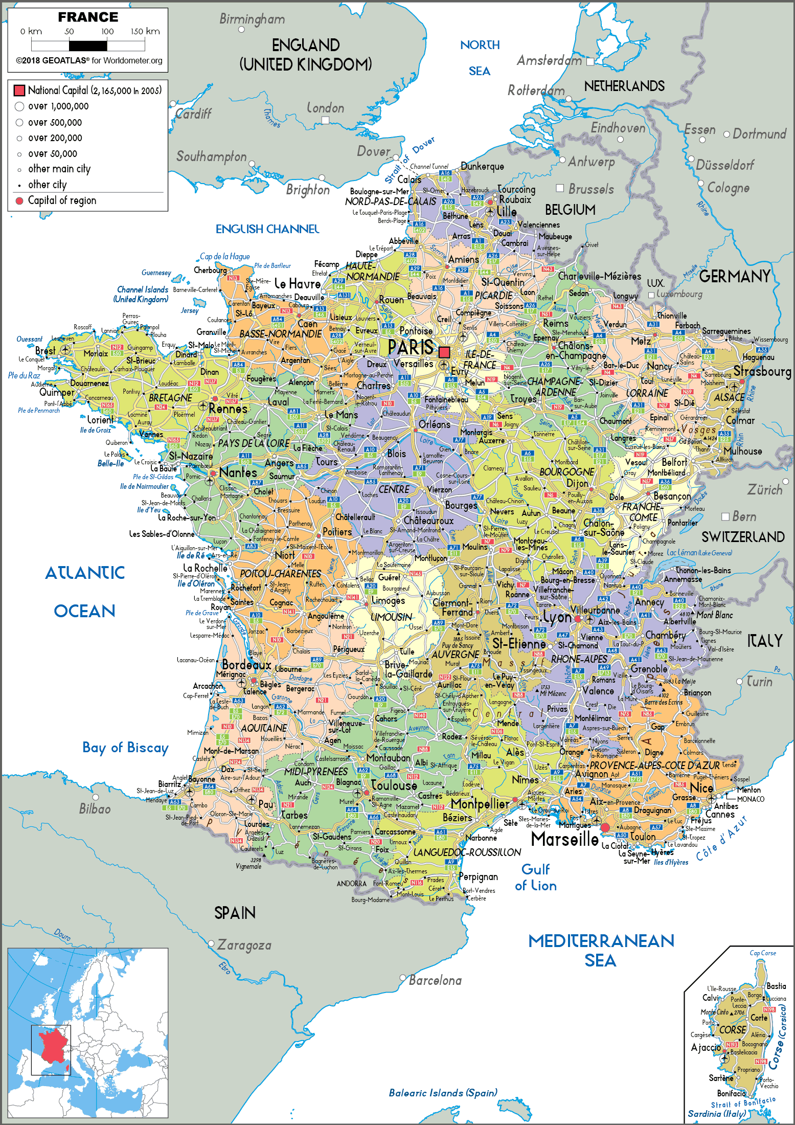 France Map (Political) - Worldometer