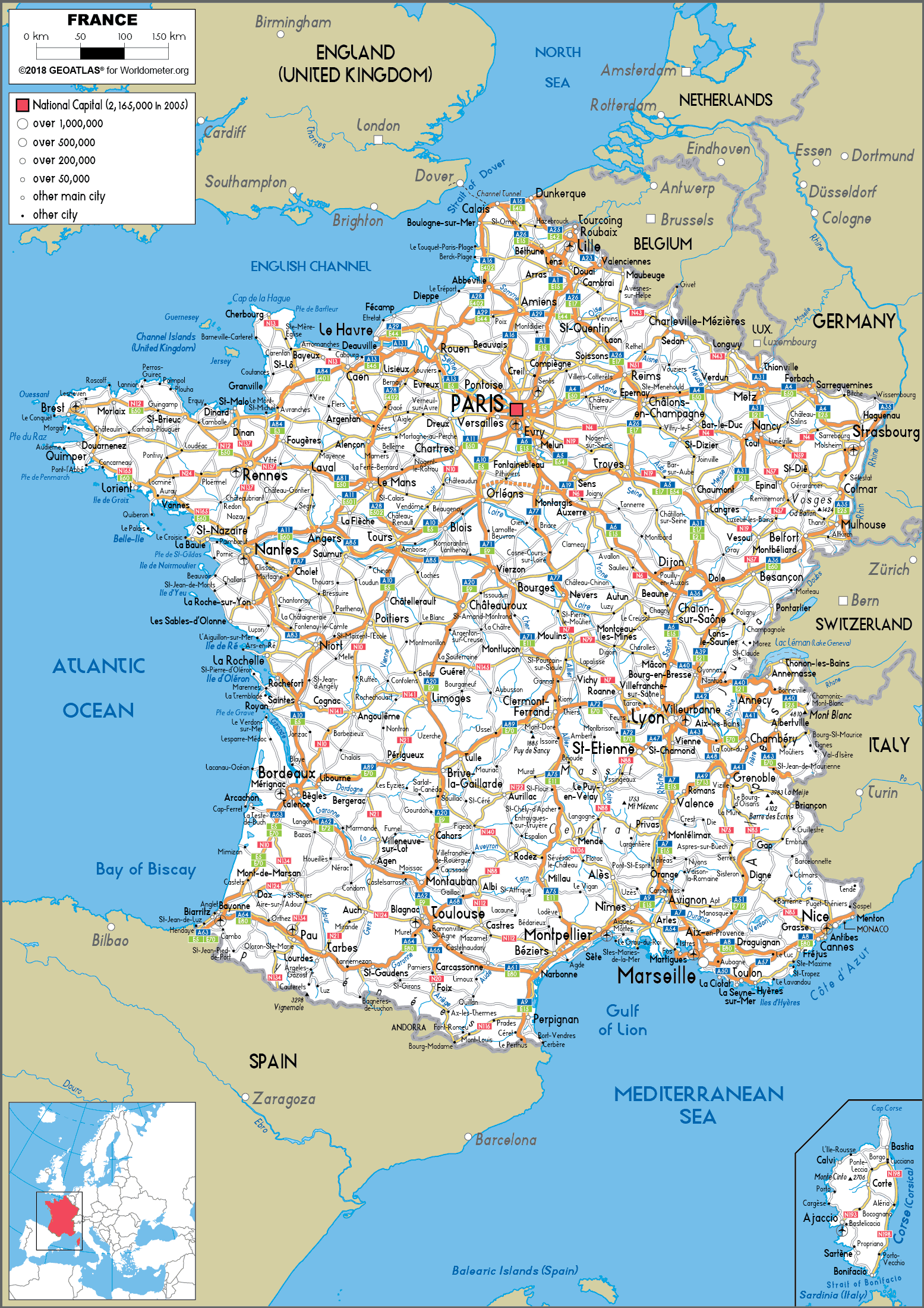 France Map Road Worldometer