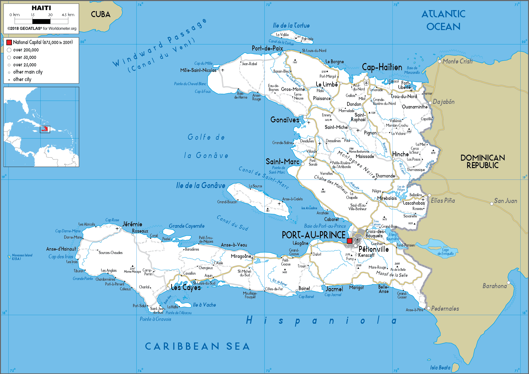 Large size Road Map of Haiti - Worldometer