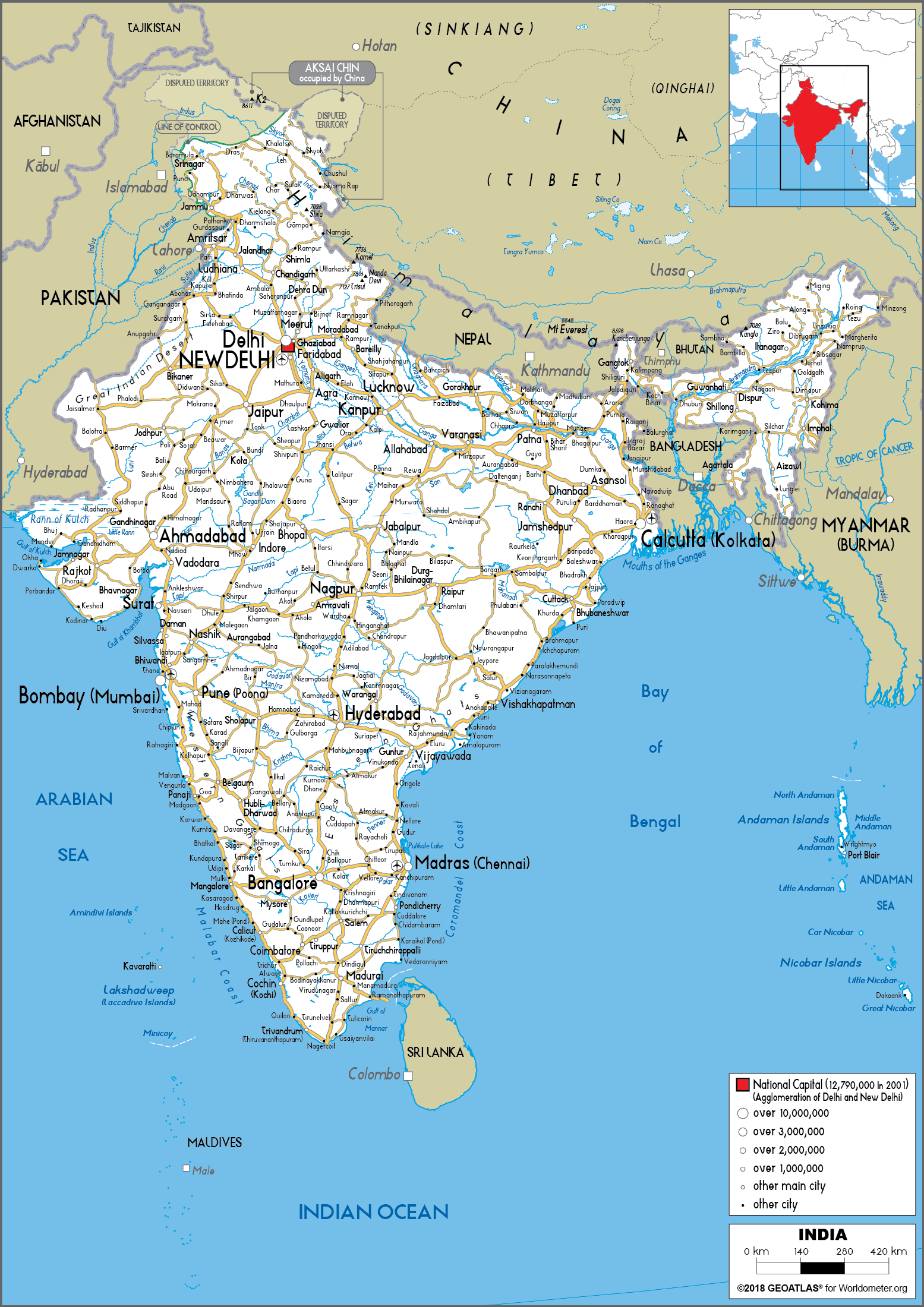 India Map (Road) - Worldometer