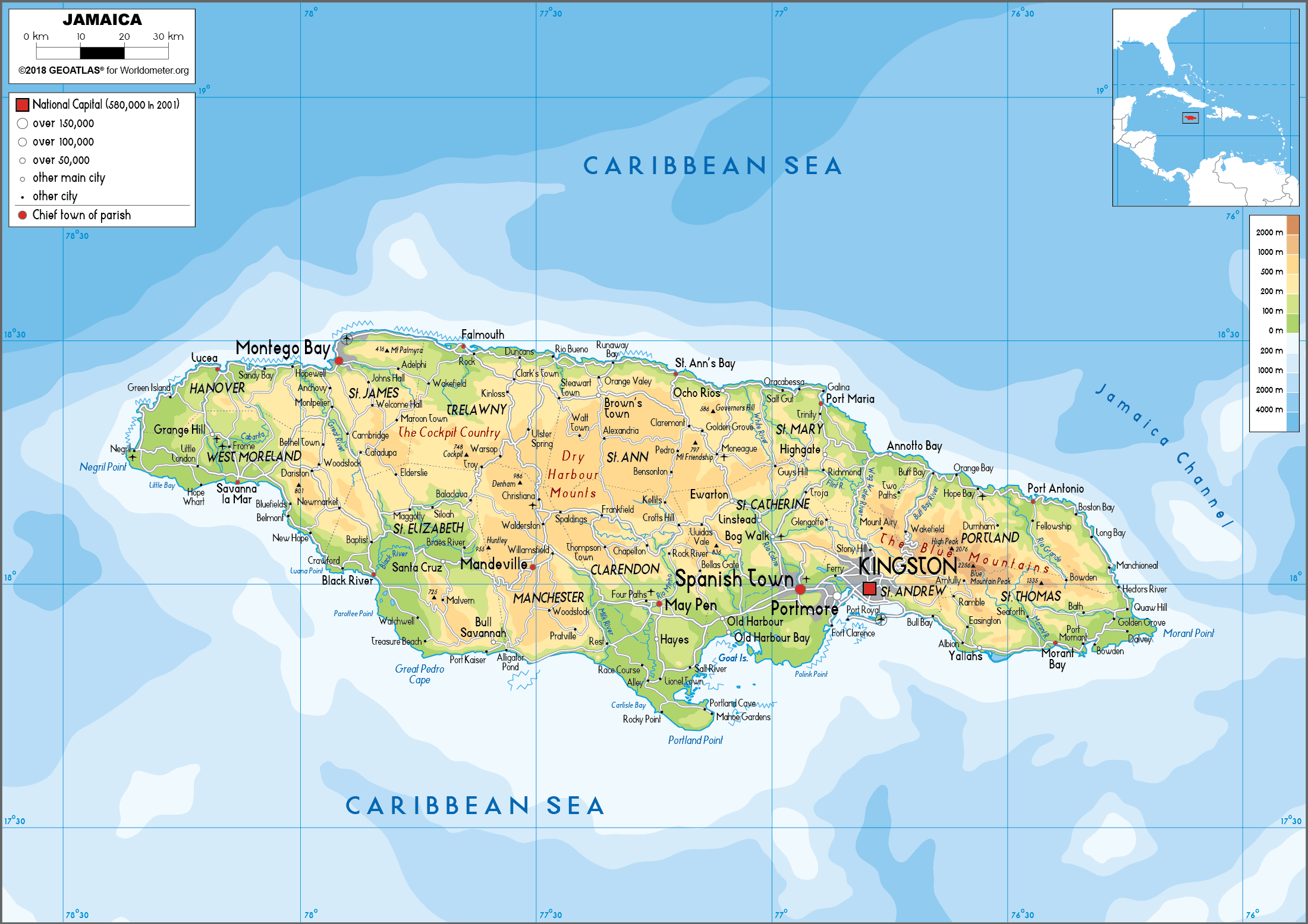 Map Of Jamaica In Atlas 