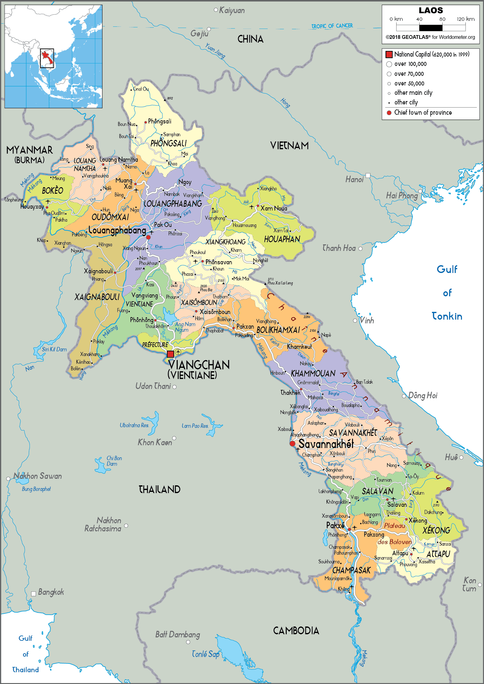 Laos Political Map 