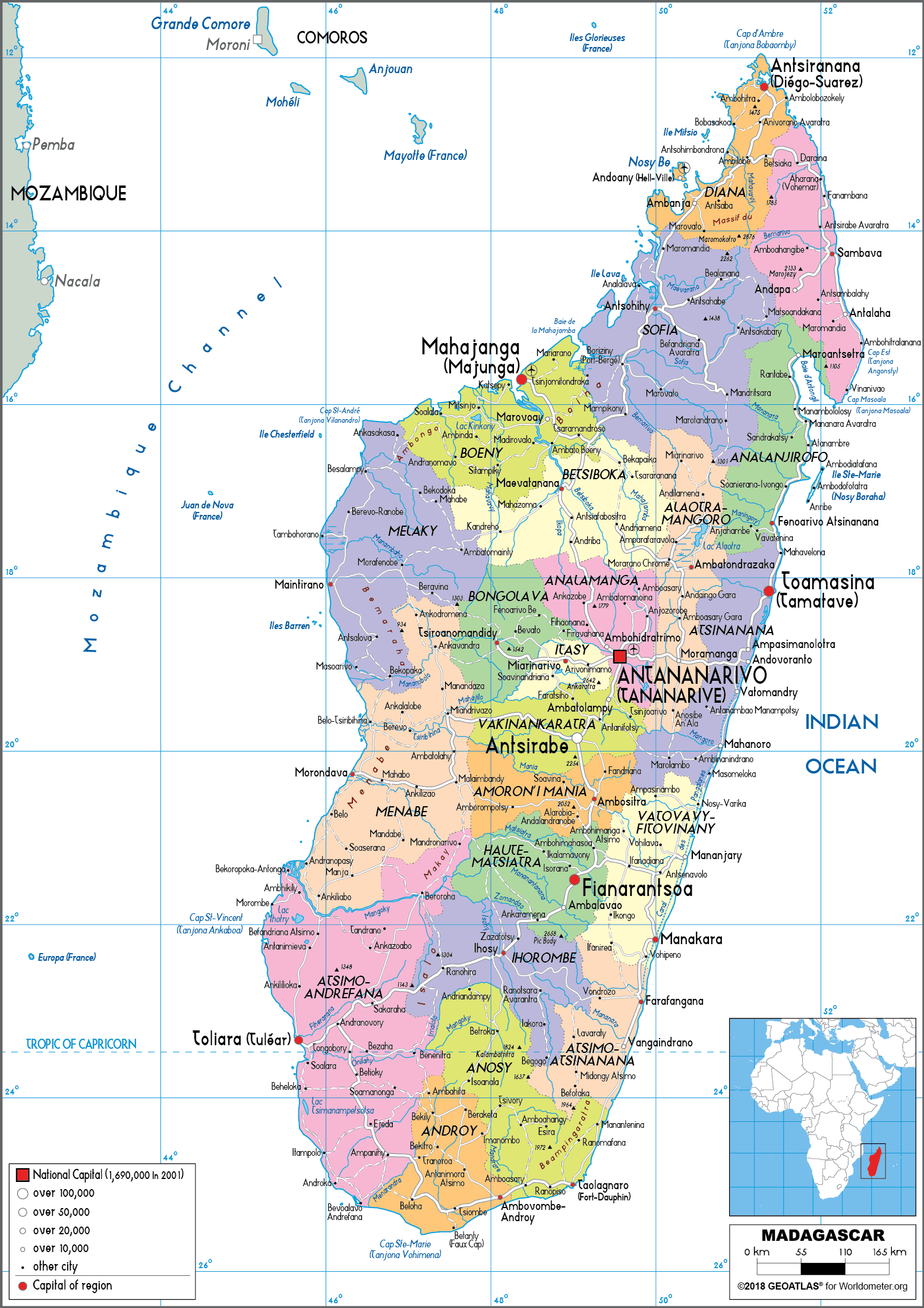 Madagascar Map Political Worldometer