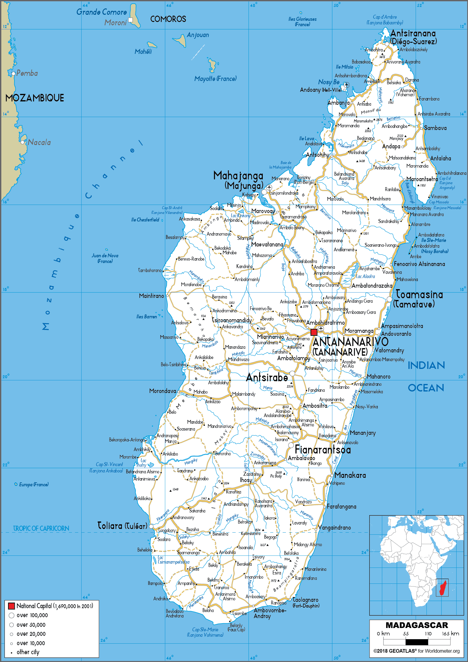 Madagascar Map (Road) - Worldometer