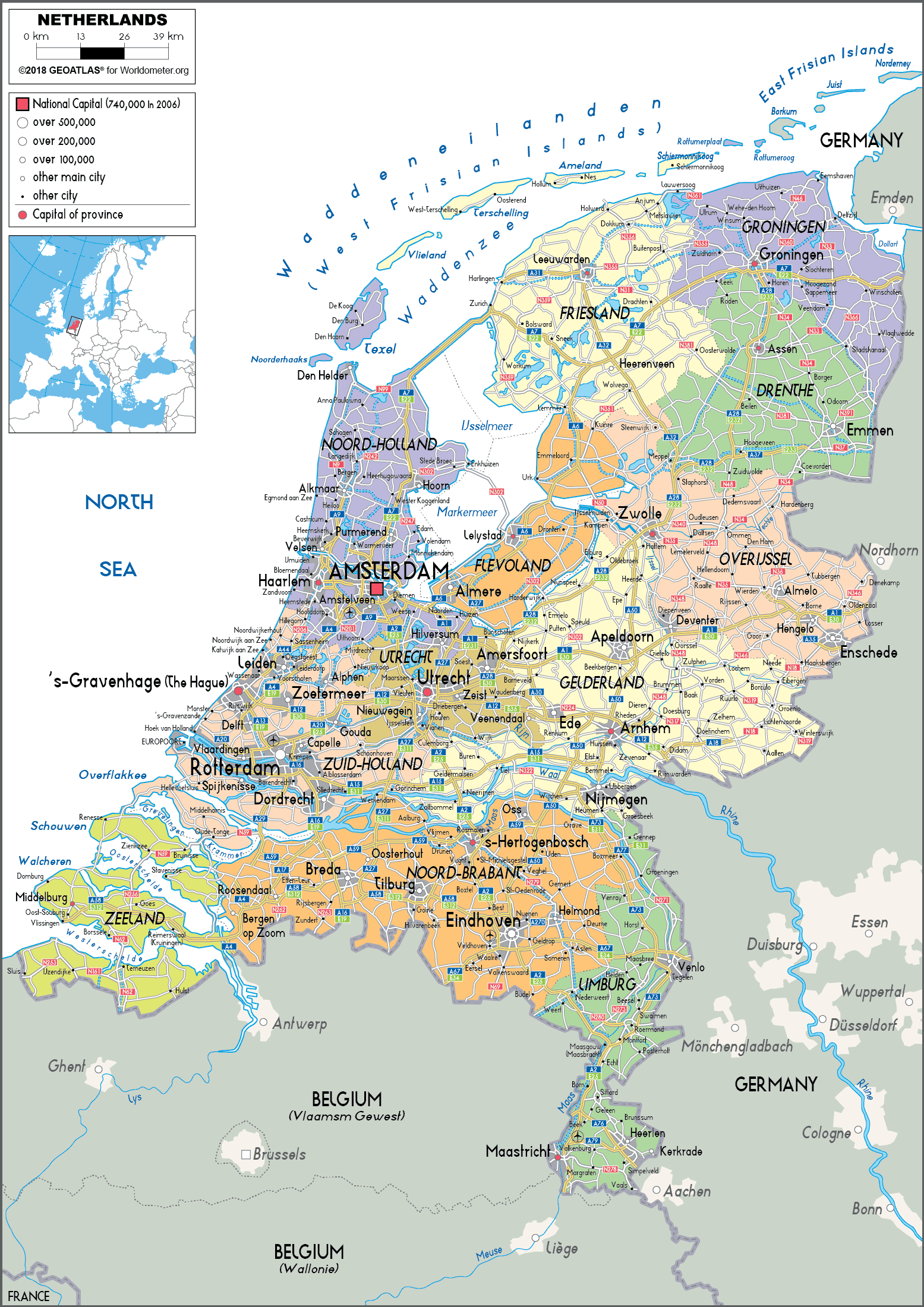 Netherlands Map (Political) - Worldometer