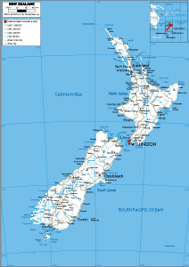 New Zealand Map (Physical) - Worldometer