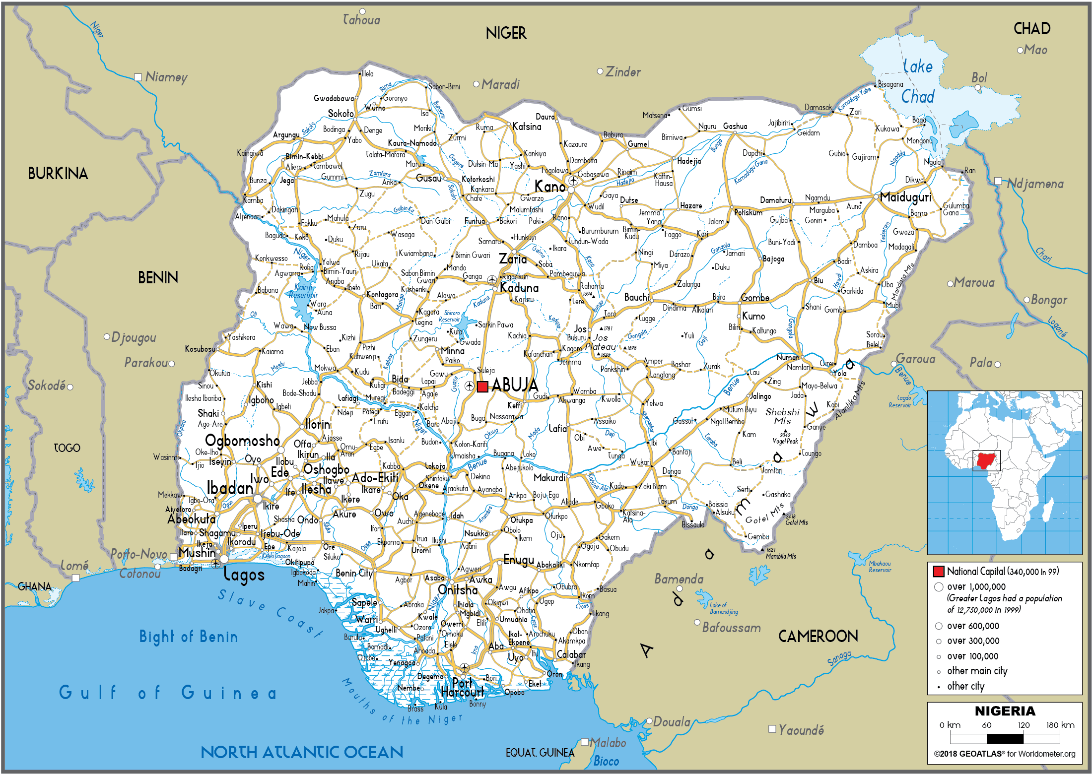 Nigeria Map (Road) - Worldometer