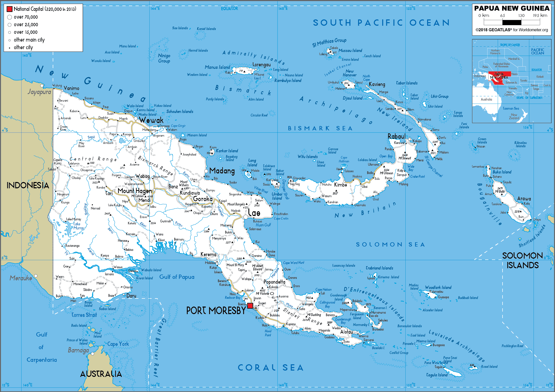 Papua New Guinea Map (Road) - Worldometer