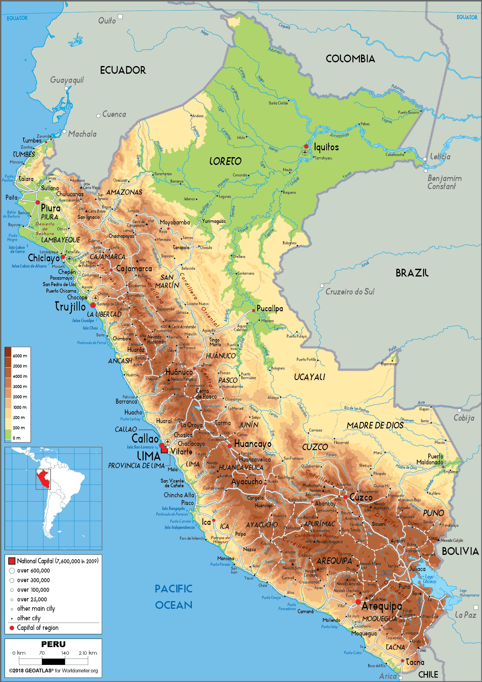 Physical Map Of Peru Islands With Names