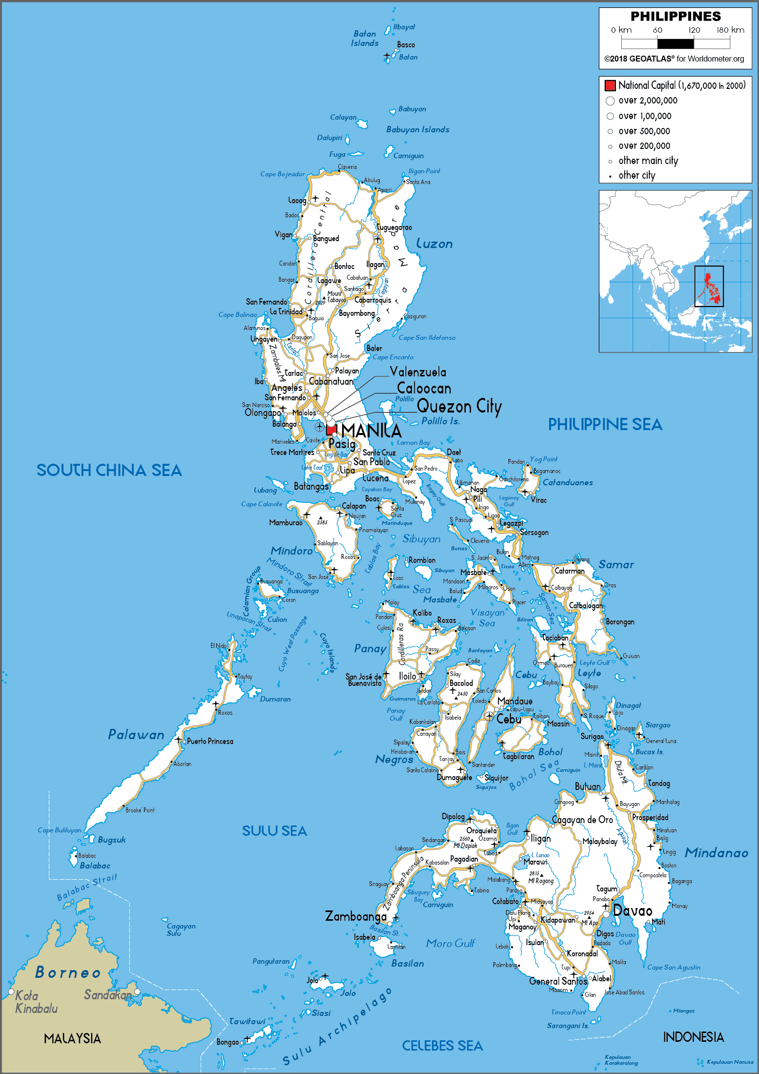 Large size Road Map of the Philippines - Worldometer