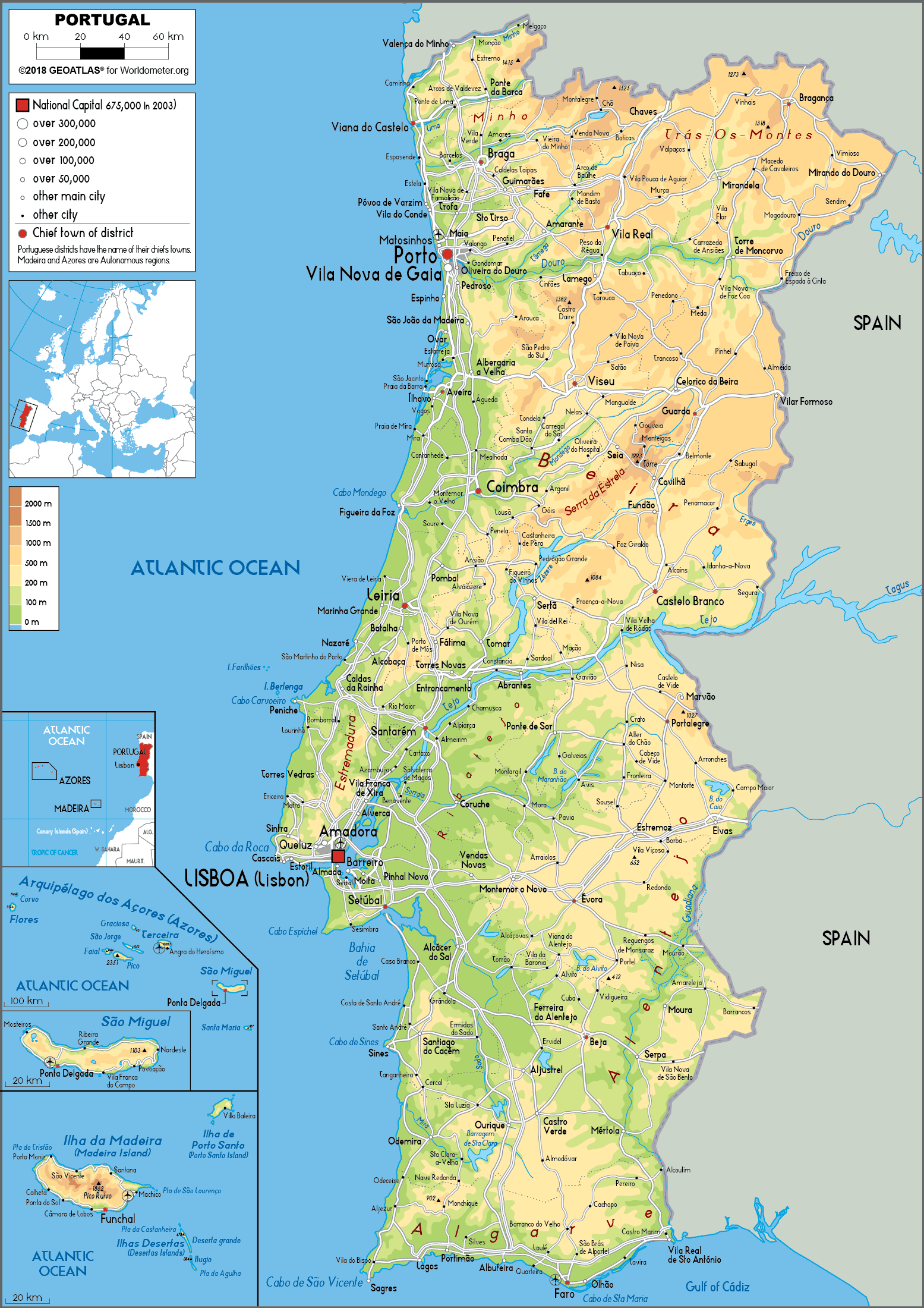 Portugal Map (Political) - Worldometer