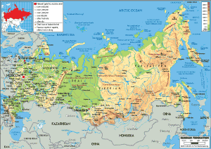 <strong>PHYSICAL</strong> Map of Russia