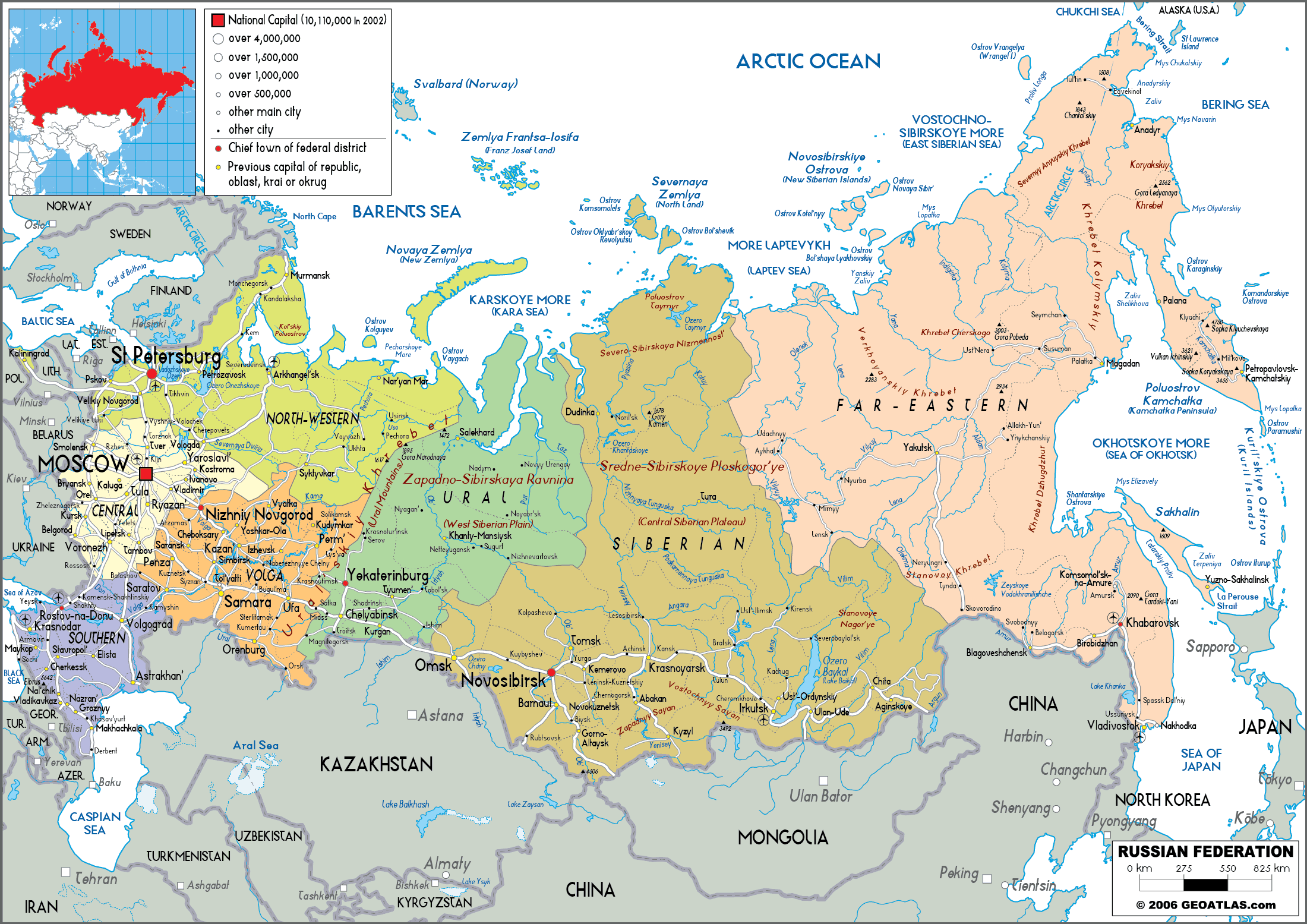 Russia Map (Political) Worldometer