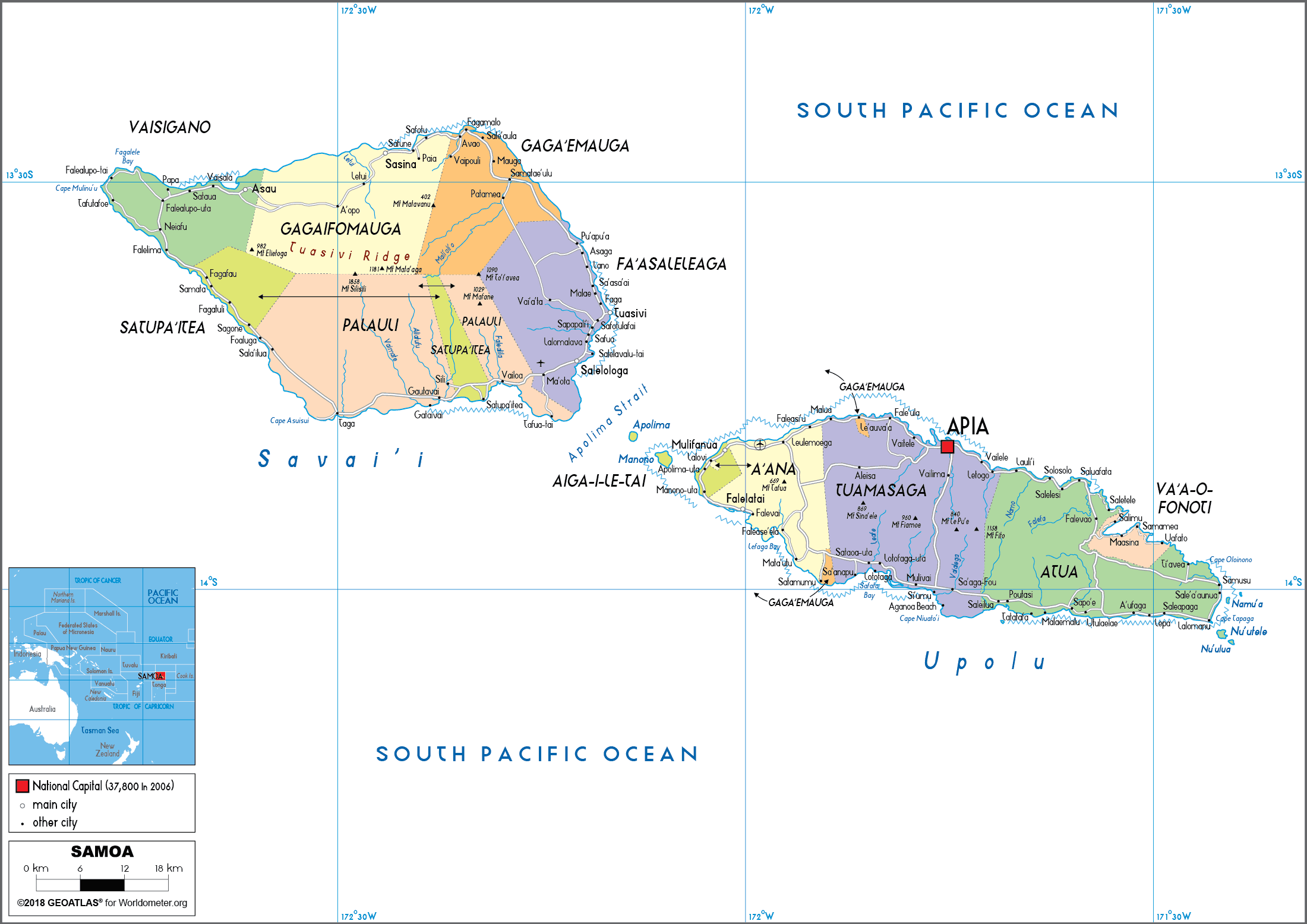 Samoa Political Map | mail.napmexico.com.mx