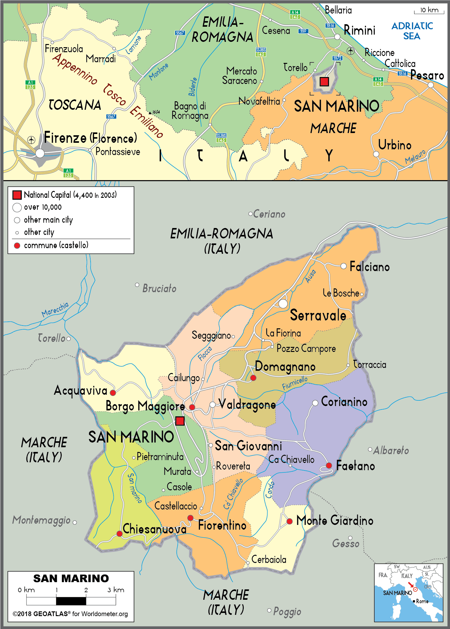 Сан марино где. Республика Сан-Марино на карте. Сан-Марино государство на карте. Географическое расположение Сан Марино. Сан Марино политическая карта.