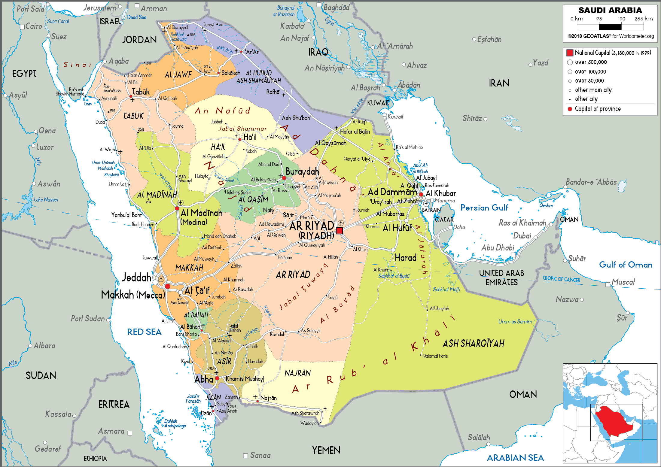 Saudi Arabia Map (Political) - Worldometer