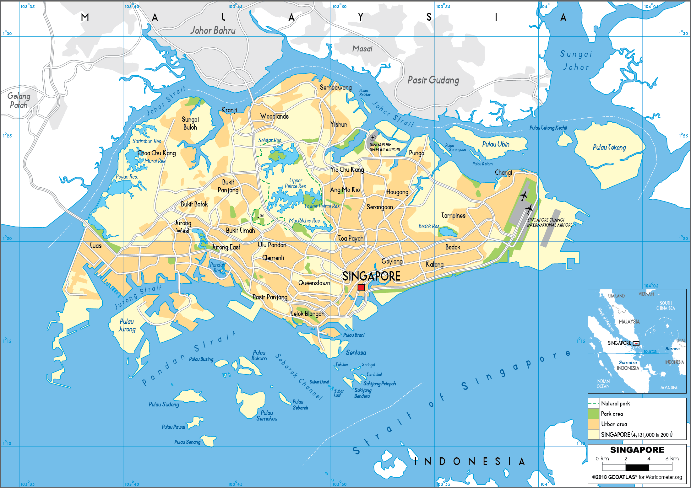 Singapore Map (Road) Worldometer