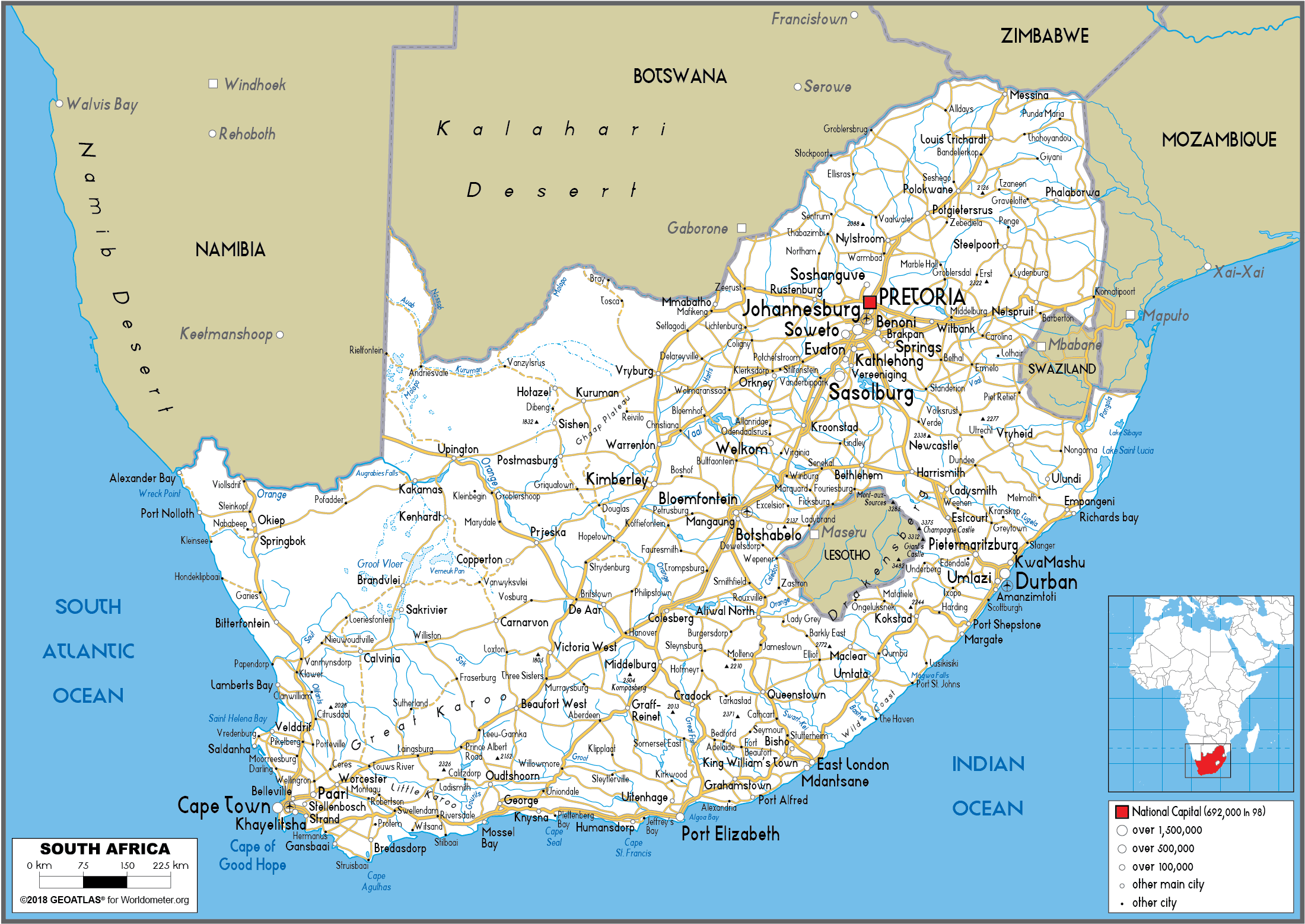 South Africa Location On World Map