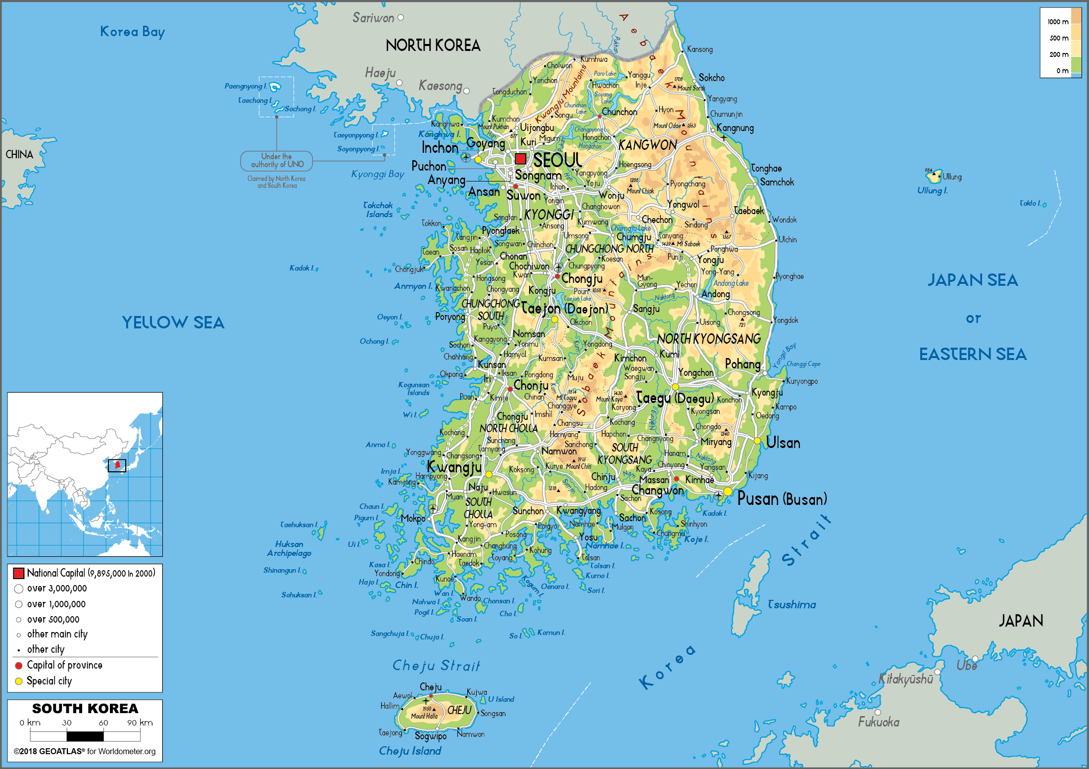 South Korea Satellite Map