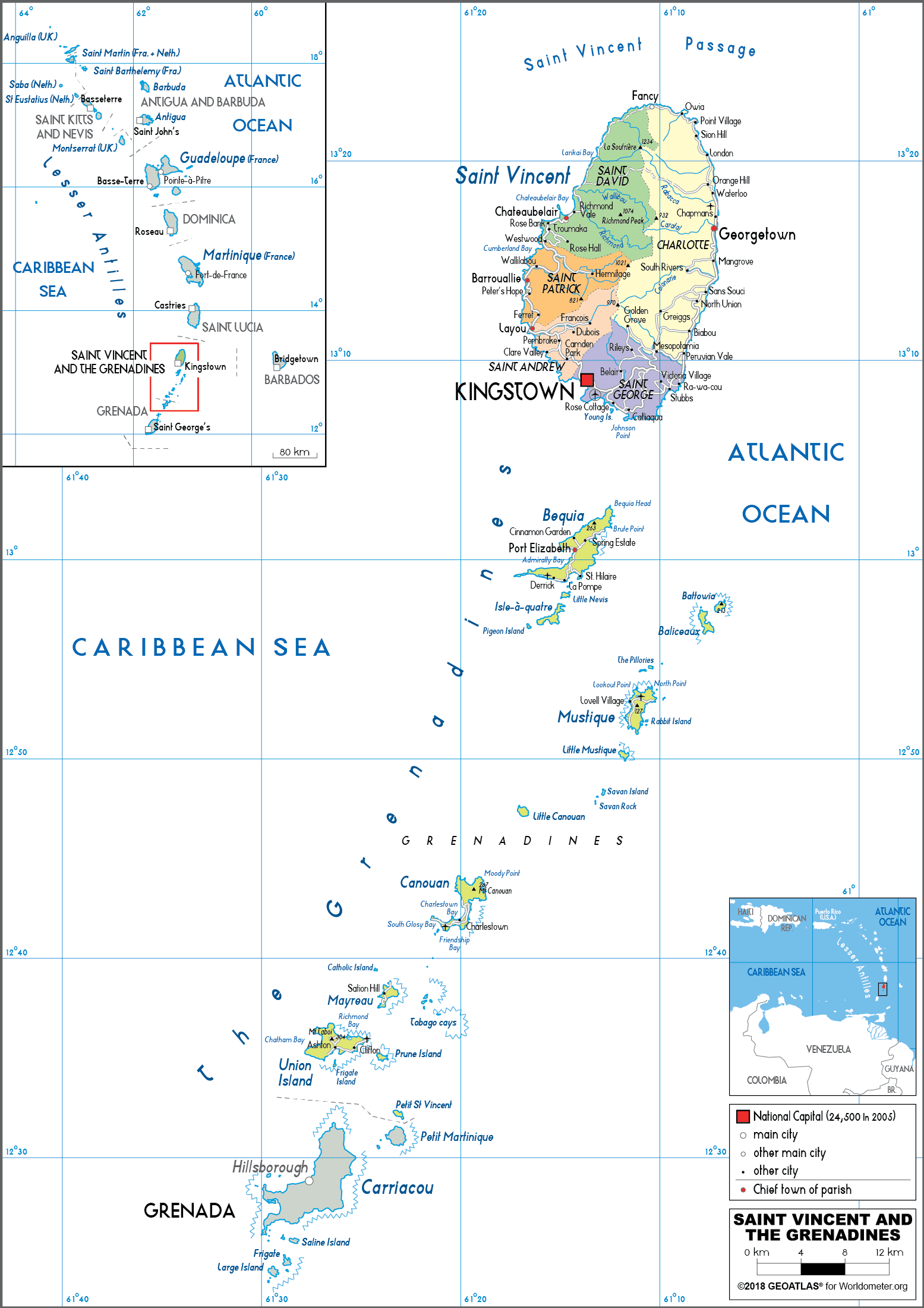 St. Vincent & Grenadines Map (Political) - Worldometer