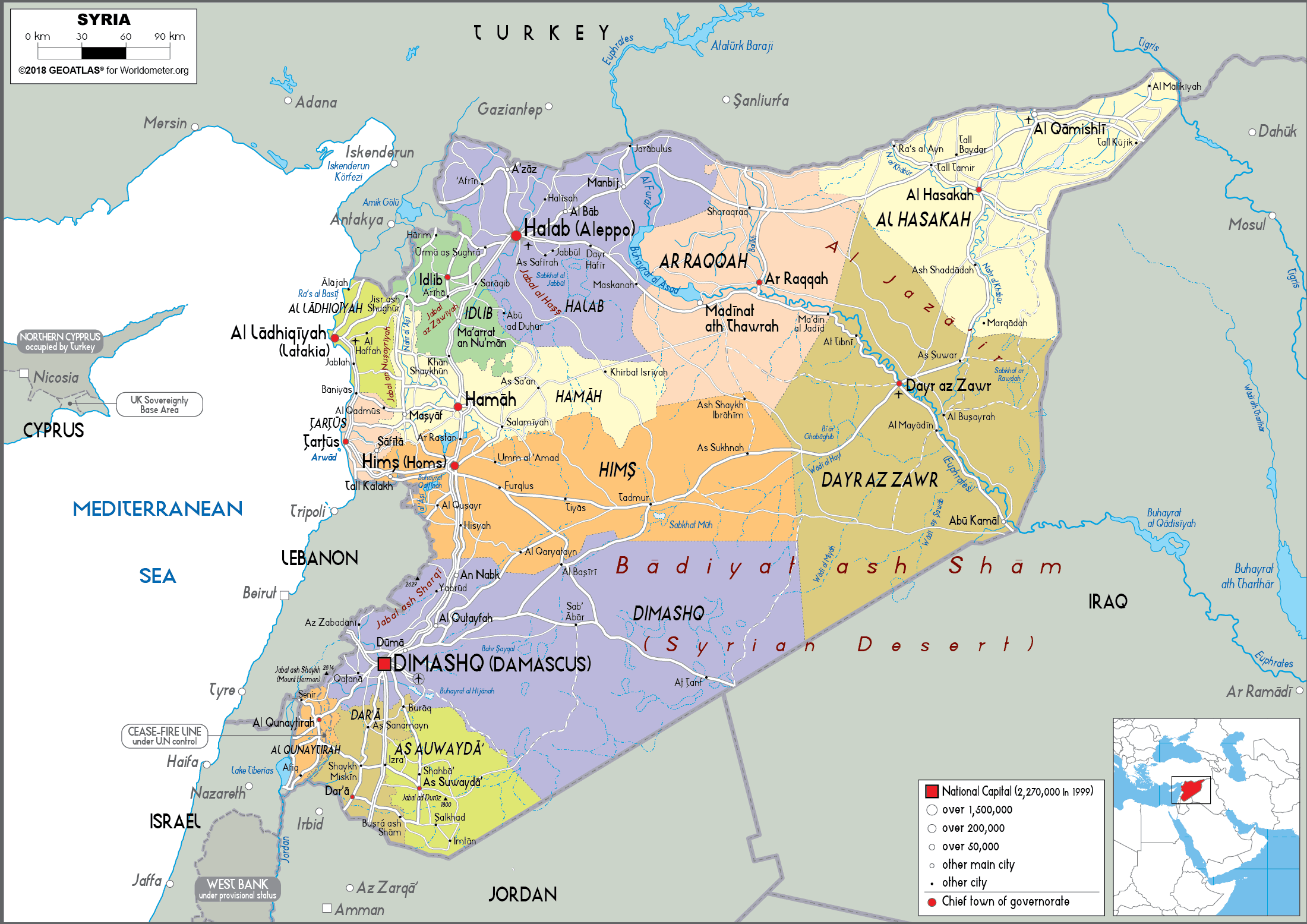 Syria Map (Political) - Worldometer
