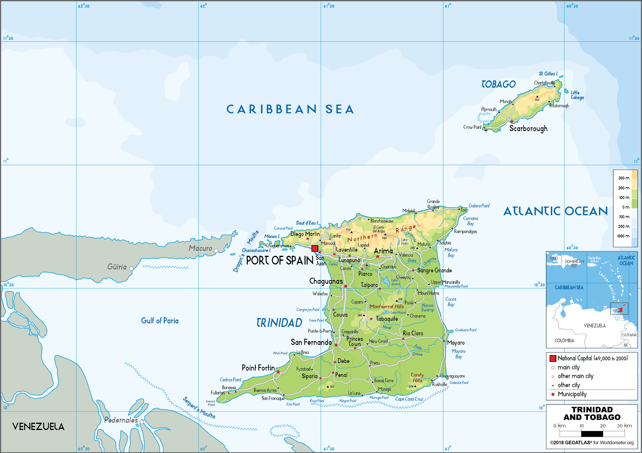 Road Map Of Trinidad And Tobago