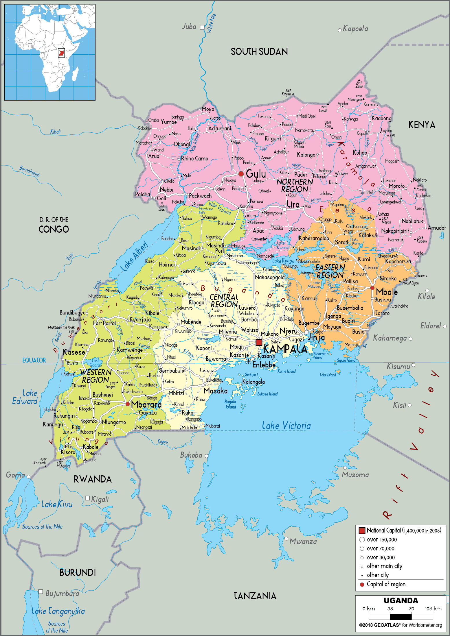 Political Map Of Uganda