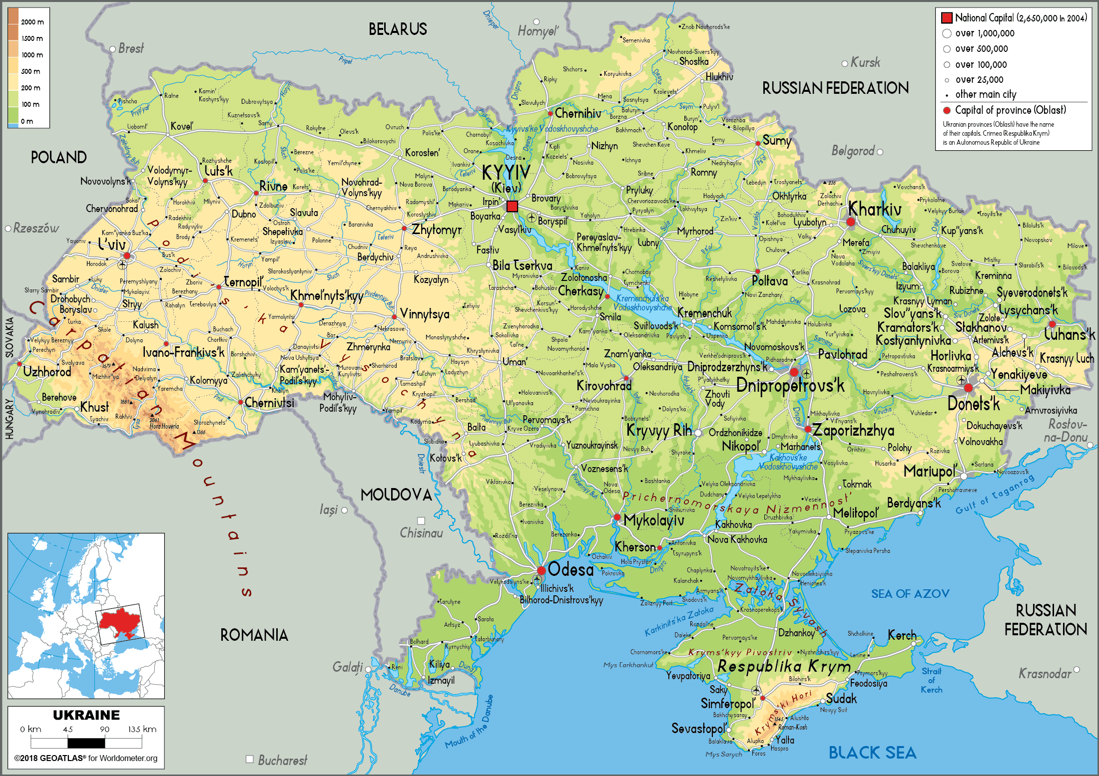 Detailed Map Of The Ukraine