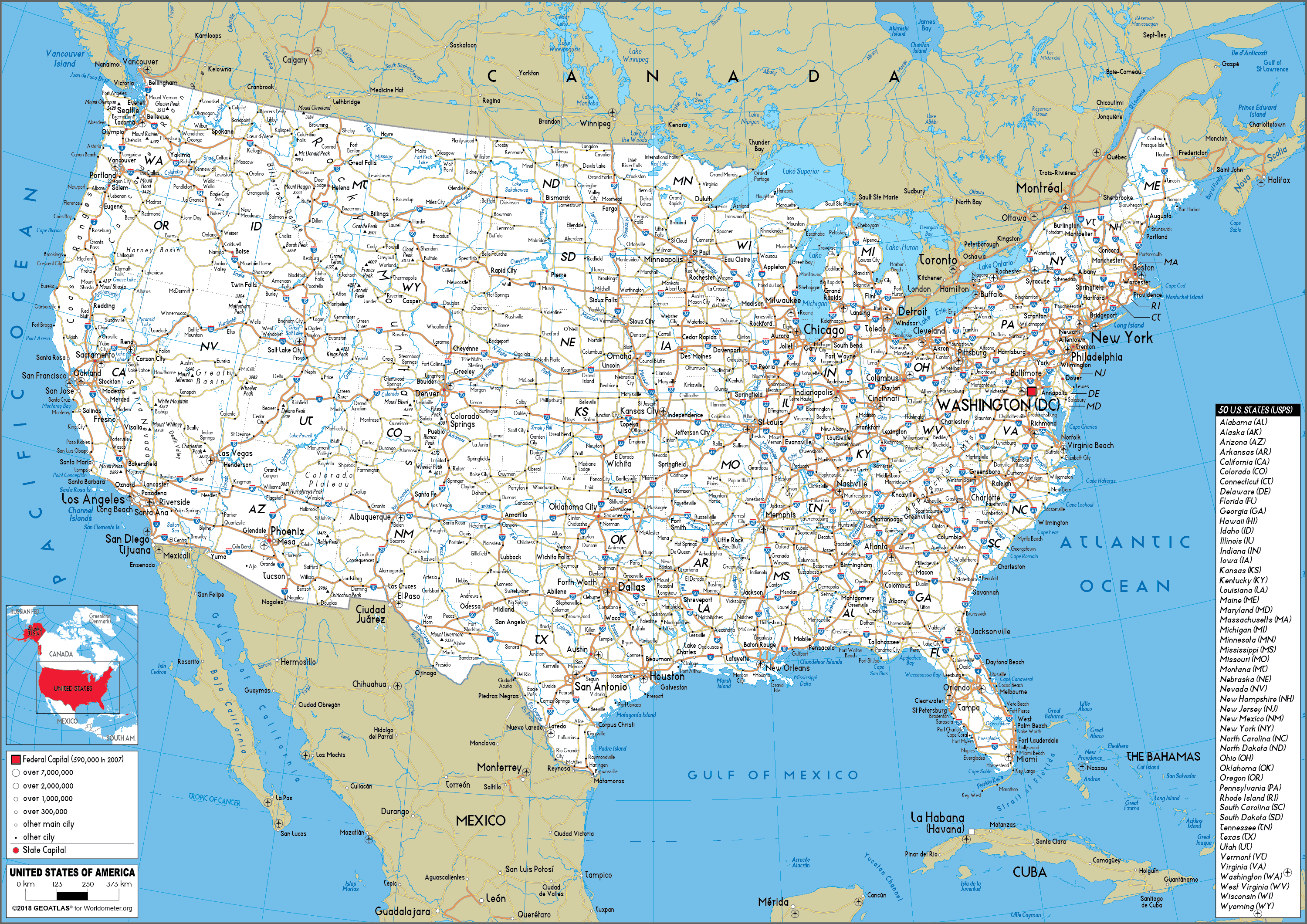 United States Map Road Worldometer