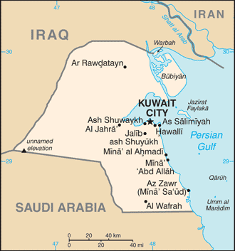 Kuwait Map (Physical) - Worldometer