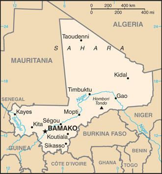 Mali Map (Political) - Worldometer