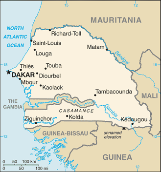 Senegal Map (Political) - Worldometer